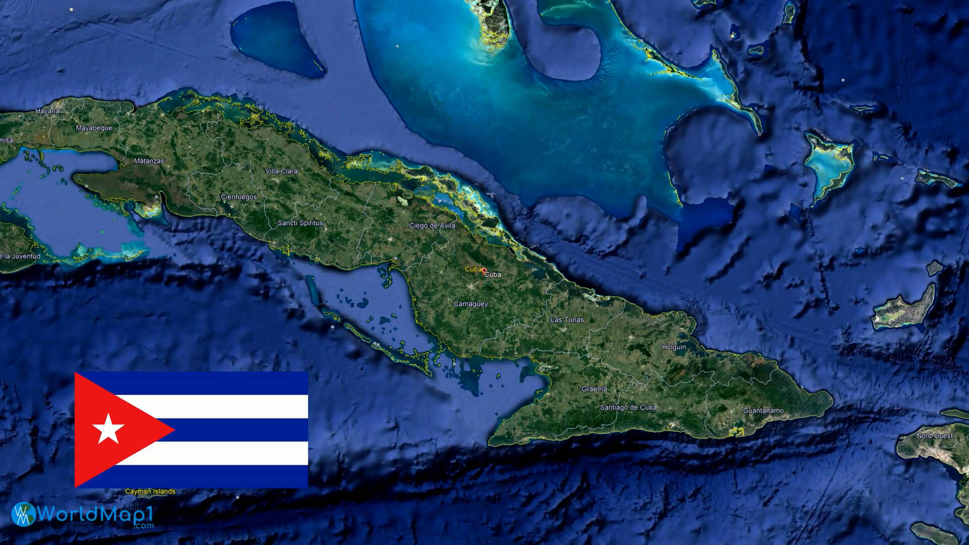 Cuba Flag and Google Map